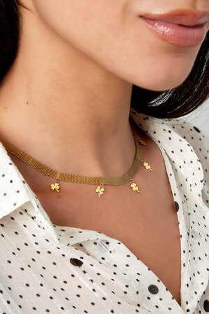 Necklace robust with clovers - gold h5 Picture3